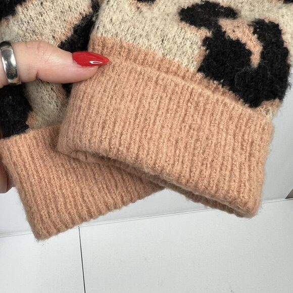 4Sienna Size L Cardigan Sweater Leopard Animal Print Open Front Knit Soft Casual - Picture 6 of 10